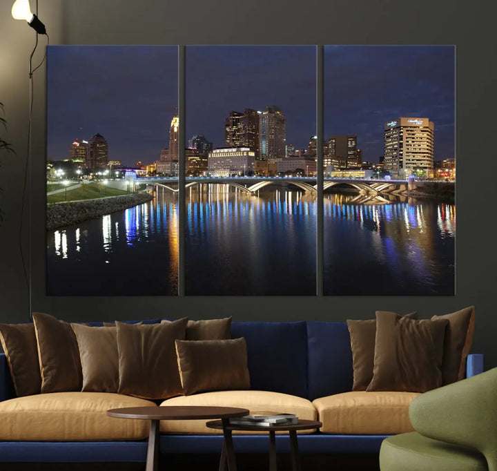 Extra Large Columbus Cityscape Skyline Wall Art Print Canvas Wall Decor