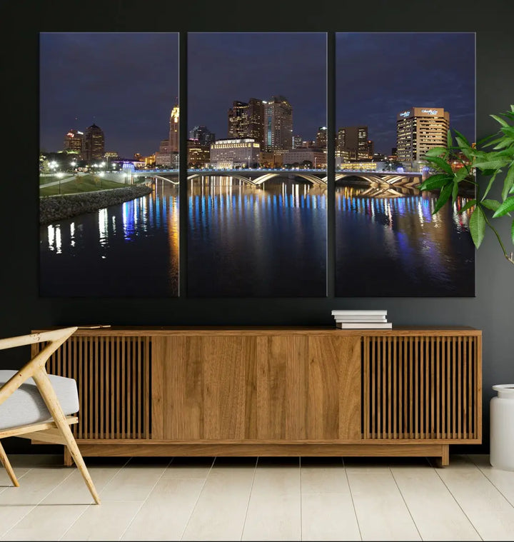 Extra Large Columbus Cityscape Skyline Wall Art Print Canvas Wall Decor