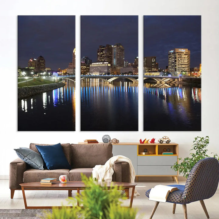 Extra Large Columbus Cityscape Skyline Wall Art Print Canvas Wall Decor