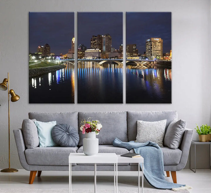 Extra Large Columbus Cityscape Skyline Wall Art Print Canvas Wall Decor