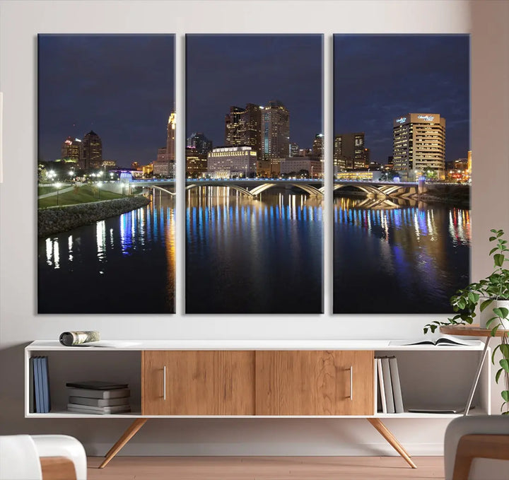 Extra Large Columbus Cityscape Skyline Wall Art Print Canvas Wall Decor