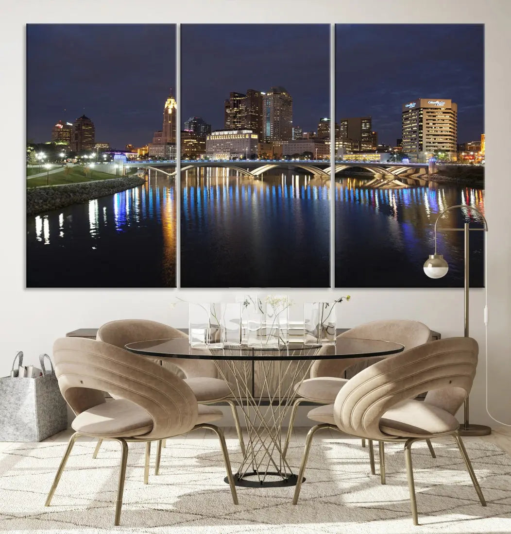 Extra Large Columbus Cityscape Skyline Wall Art Print Canvas Wall Decor