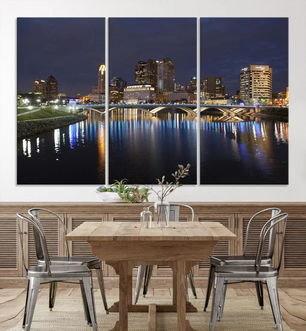 Extra Large Columbus Cityscape Skyline Wall Art Print Canvas Wall Decor