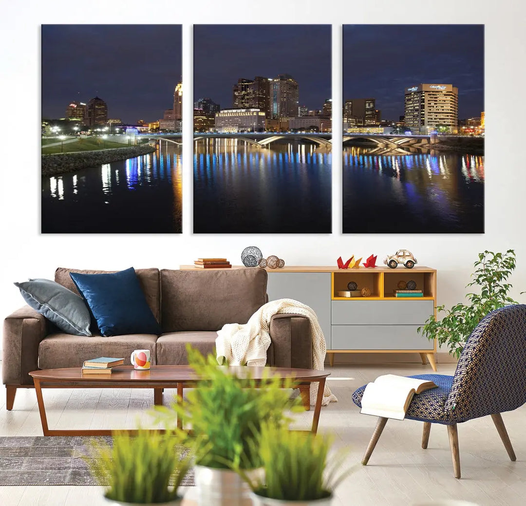 Extra Large Columbus Cityscape Skyline Wall Art Print Canvas Wall Decor