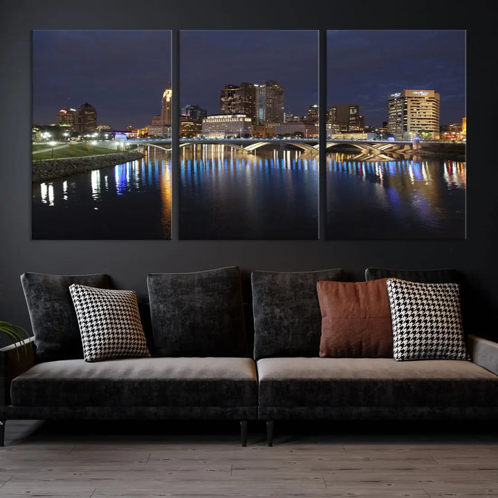 Extra Large Columbus Cityscape Skyline Wall Art Print Canvas Wall Decor