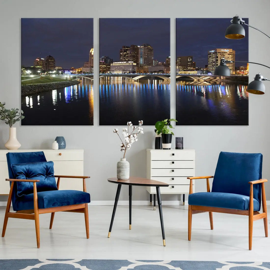 Extra Large Columbus Cityscape Skyline Wall Art Print Canvas Wall Decor