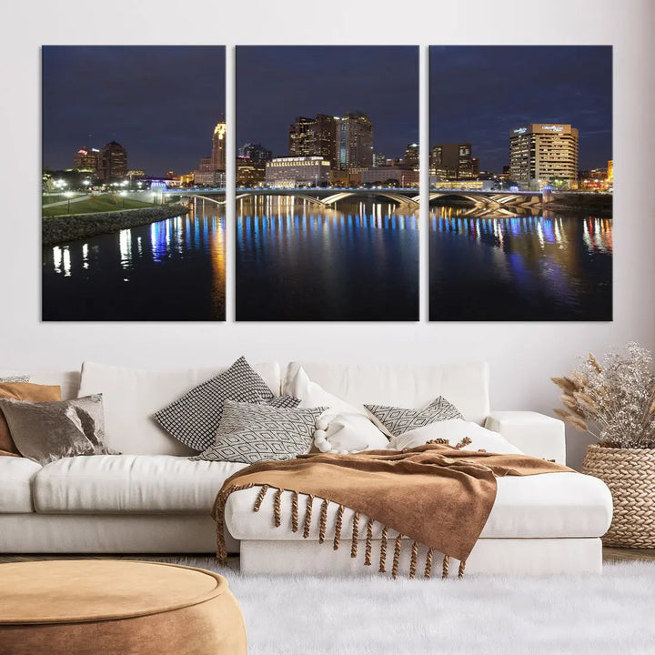 Extra Large Columbus Cityscape Skyline Wall Art Print Canvas Wall Decor