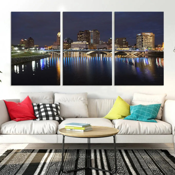 Extra Large Columbus Cityscape Skyline Wall Art Print Canvas Wall Decor