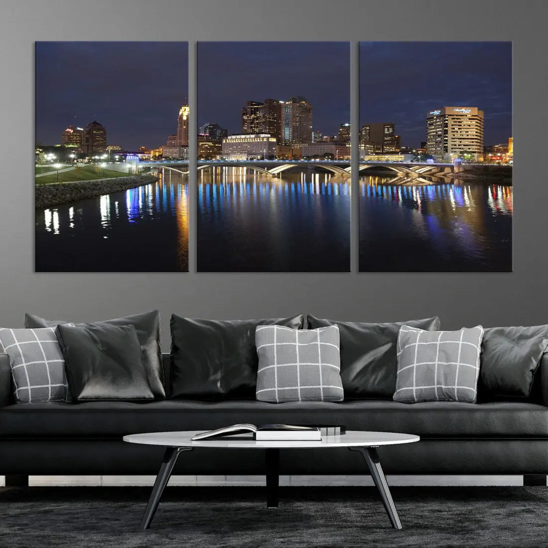 Extra Large Columbus Cityscape Skyline Wall Art Print Canvas Wall Decor