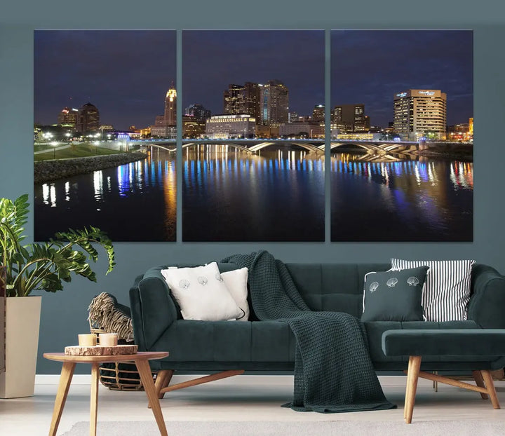 Extra Large Columbus Cityscape Skyline Wall Art Print Canvas Wall Decor