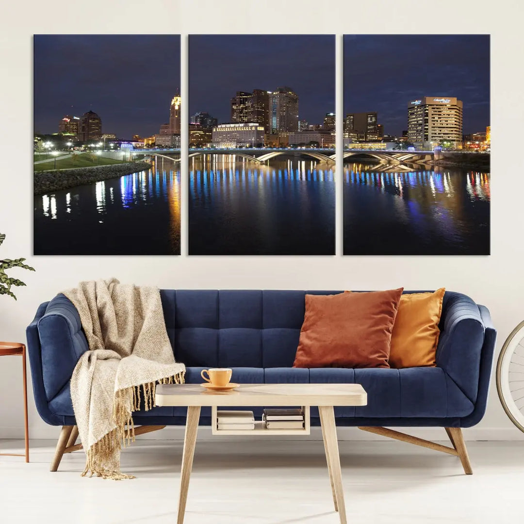 Extra Large Columbus Cityscape Skyline Wall Art Print Canvas Wall Decor