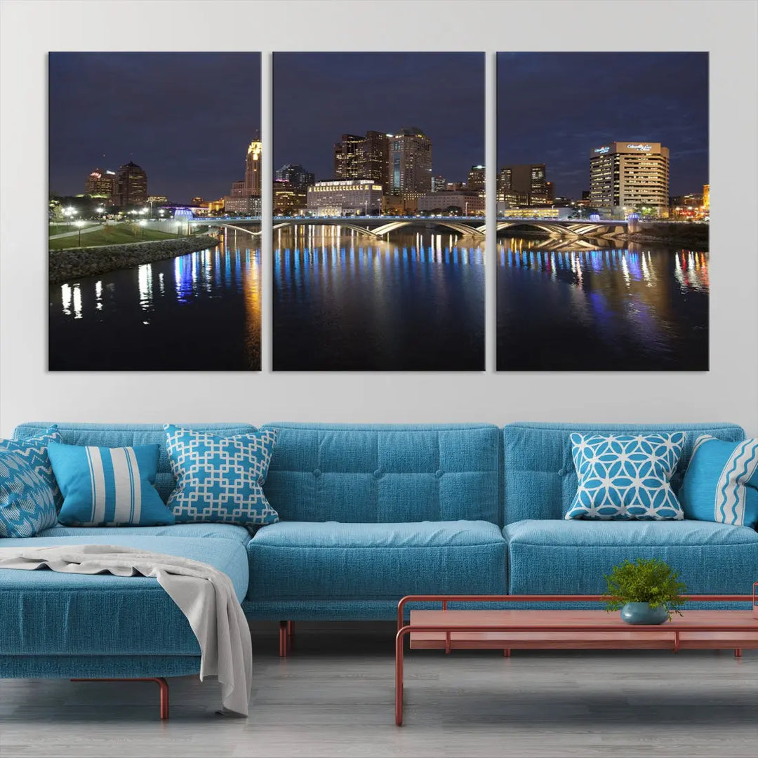 Extra Large Columbus Cityscape Skyline Wall Art Print Canvas Wall Decor