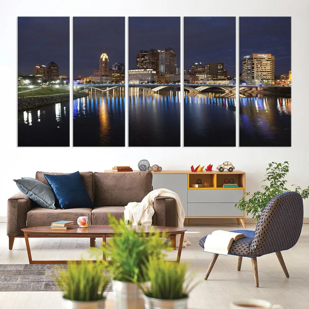 Extra Large Columbus Cityscape Skyline Wall Art Print Canvas Wall Decor