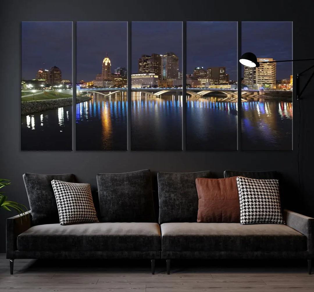 Extra Large Columbus Cityscape Skyline Wall Art Print Canvas Wall Decor