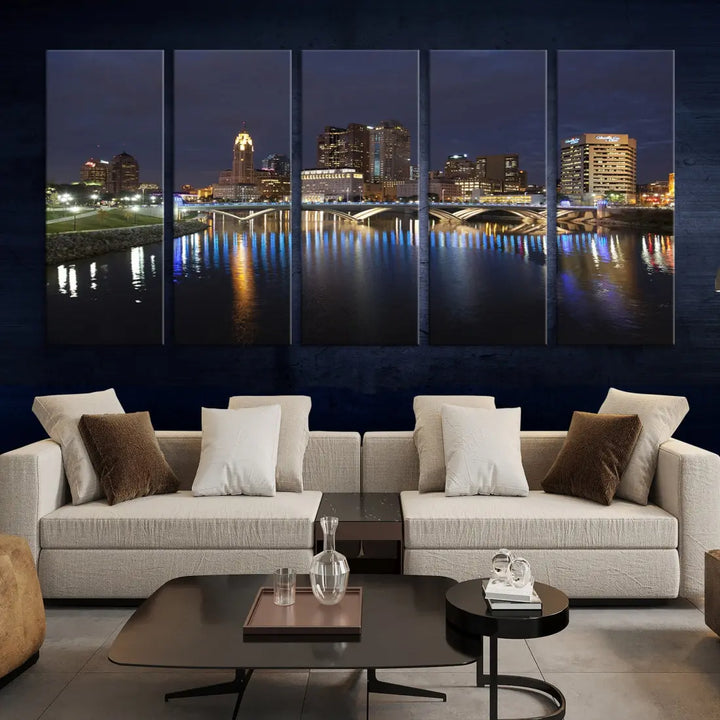 Extra Large Columbus Cityscape Skyline Wall Art Print Canvas Wall Decor