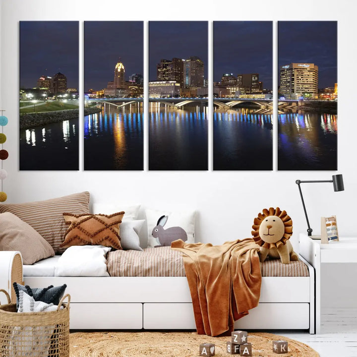 Extra Large Columbus Cityscape Skyline Wall Art Print Canvas Wall Decor