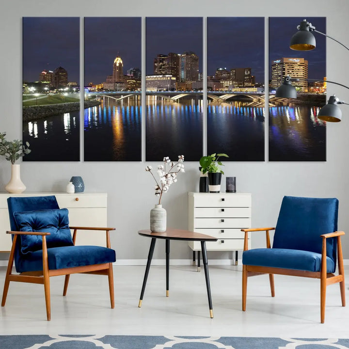 Extra Large Columbus Cityscape Skyline Wall Art Print Canvas Wall Decor