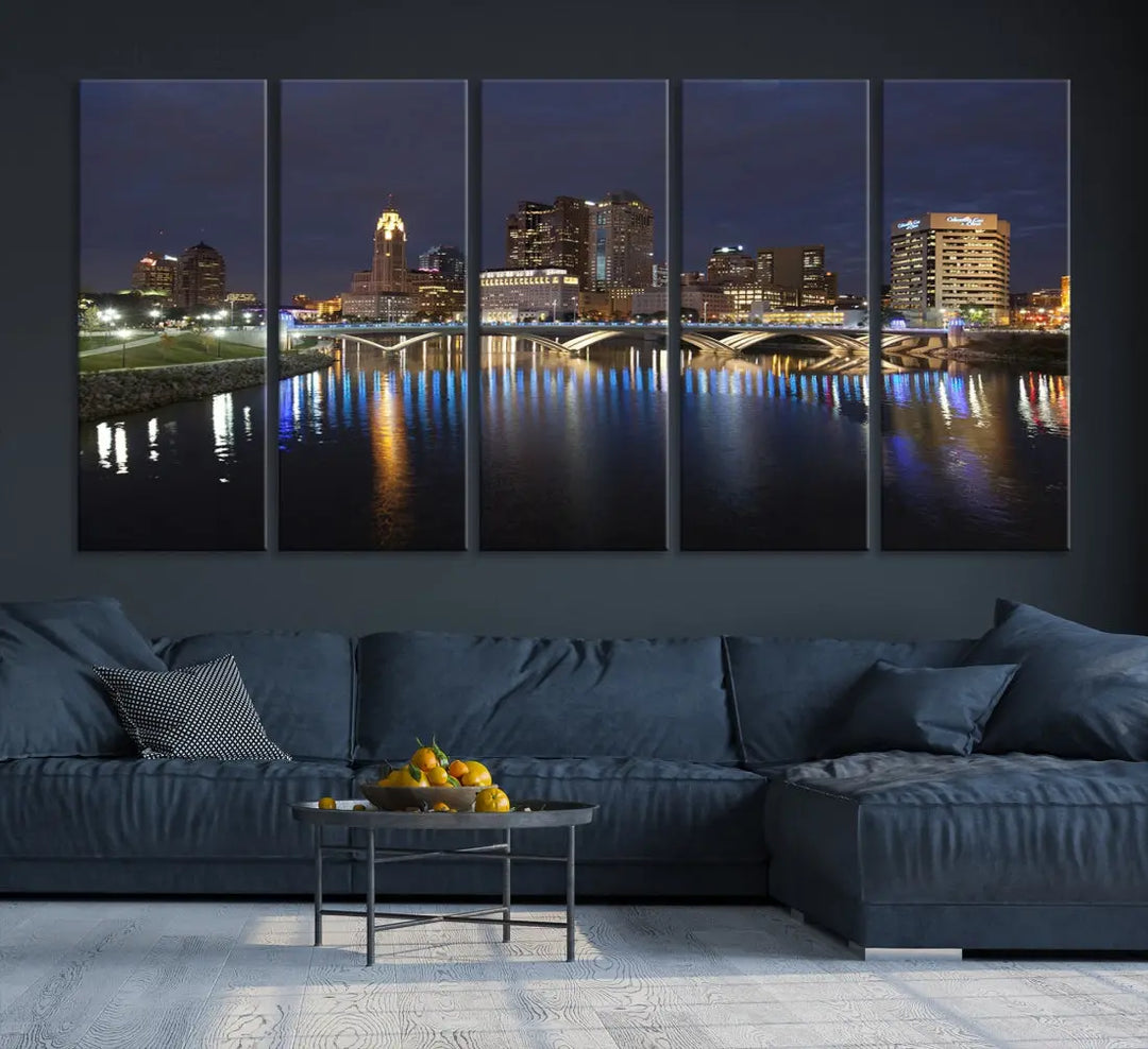 Extra Large Columbus Cityscape Skyline Wall Art Print Canvas Wall Decor