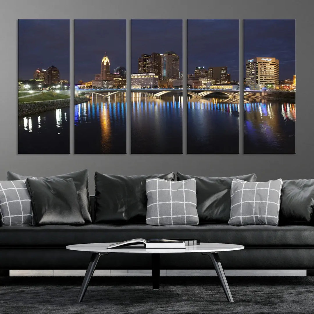 Extra Large Columbus Cityscape Skyline Wall Art Print Canvas Wall Decor