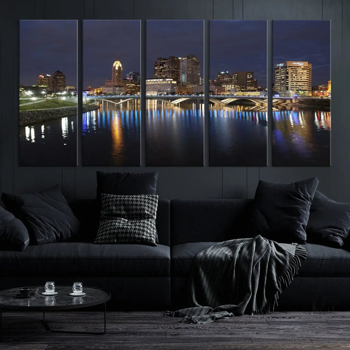 Extra Large Columbus Cityscape Skyline Wall Art Print Canvas Wall Decor