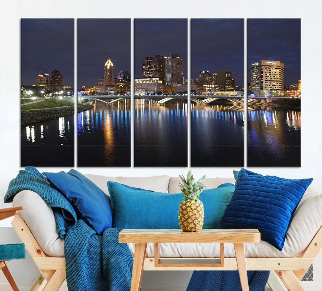 Extra Large Columbus Cityscape Skyline Wall Art Print Canvas Wall Decor