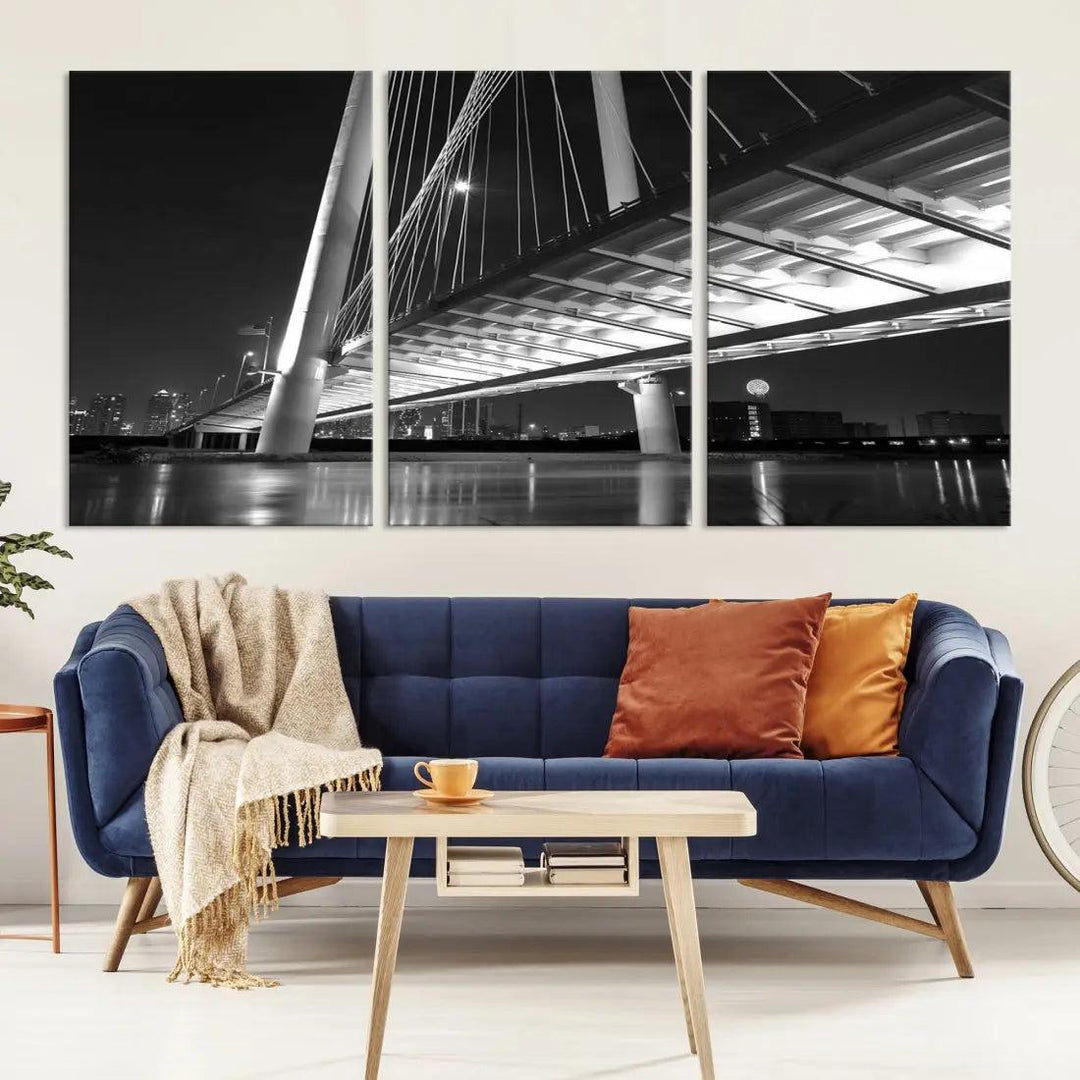 Extra Large Dallas City Bridge Cityscape Wall Art Canvas Print Office Decor