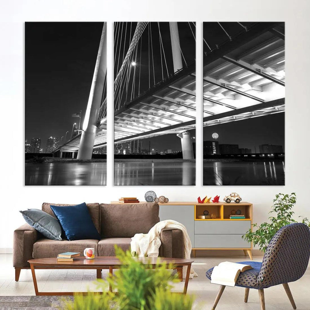 Extra Large Dallas City Bridge Cityscape Wall Art Canvas Print Office Decor