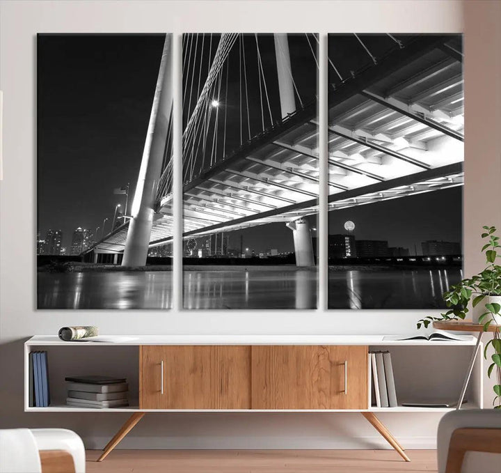 Extra Large Dallas City Bridge Cityscape Wall Art Canvas Print Office Decor