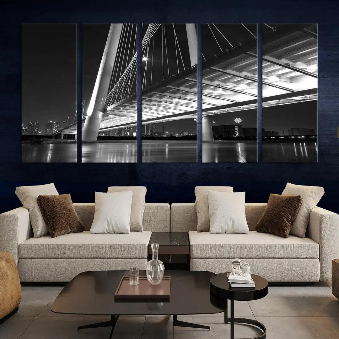 Extra Large Dallas City Bridge Cityscape Wall Art Canvas Print Office Decor