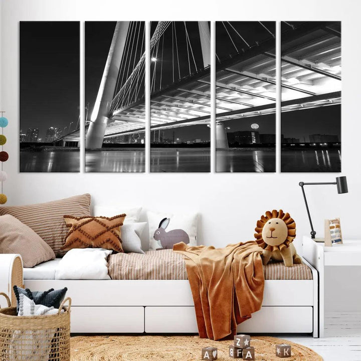 Extra Large Dallas City Bridge Cityscape Wall Art Canvas Print Office Decor