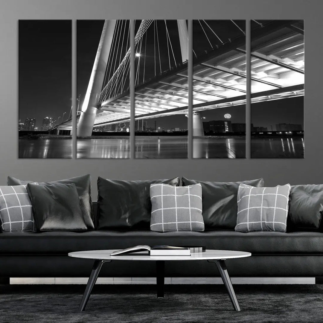 Extra Large Dallas City Bridge Cityscape Wall Art Canvas Print Office Decor