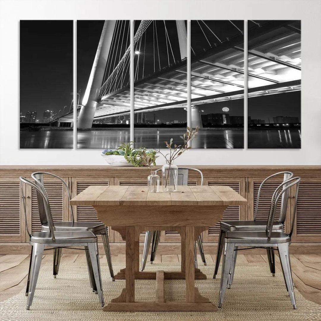 Extra Large Dallas City Bridge Cityscape Wall Art Canvas Print Office Decor