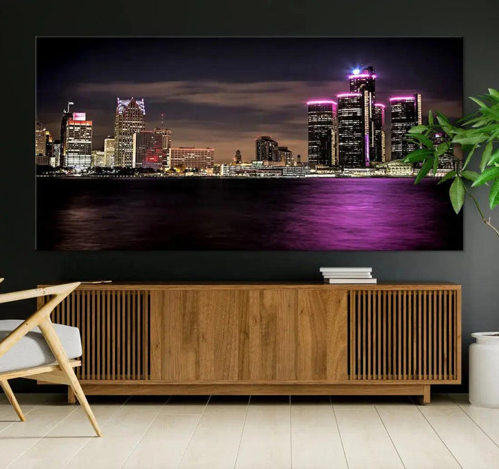 Extra Large Detroit Towers Skyline Cityscape Wall Art Canvas Print