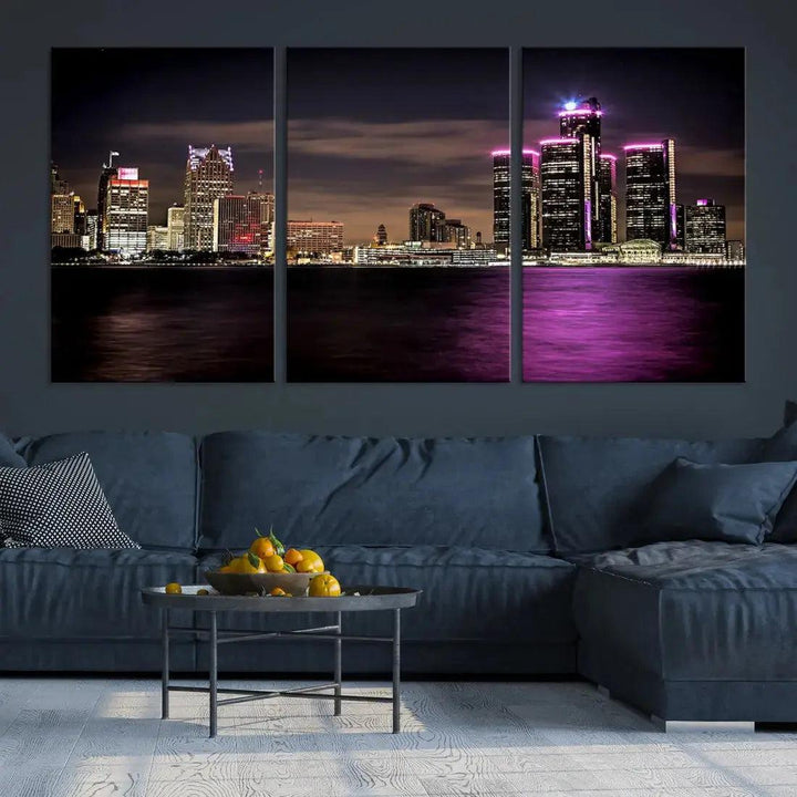 Extra Large Detroit Towers Skyline Cityscape Wall Art Canvas Print