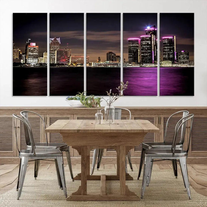 Extra Large Detroit Towers Skyline Cityscape Wall Art Canvas Print