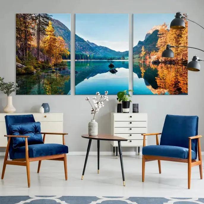 Fantastic Hintersee Lake Autumn Panorama Wall Art Canvas Print