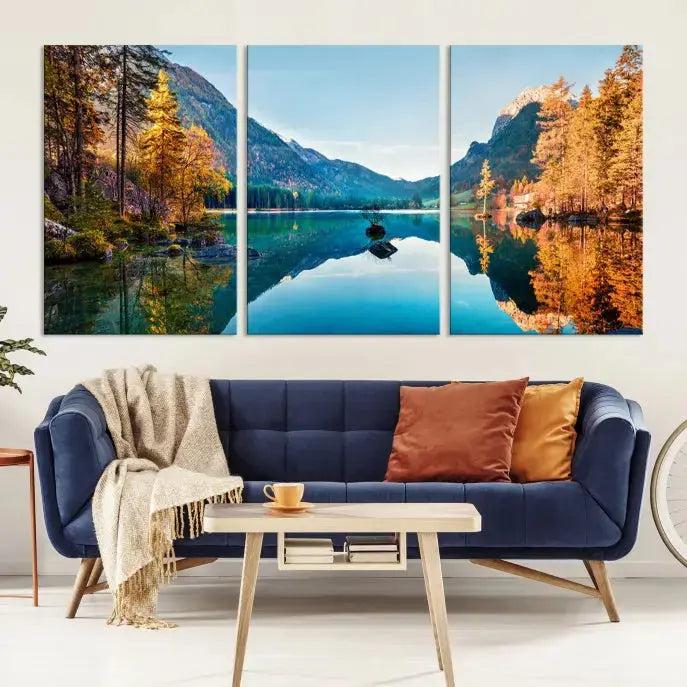 Fantastic Hintersee Lake Autumn Panorama Wall Art Canvas Print