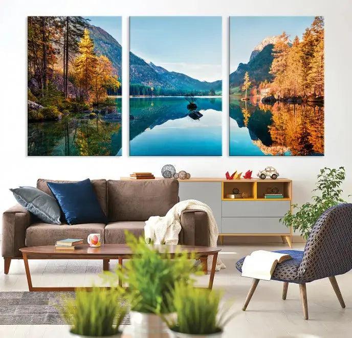 Fantastic Hintersee Lake Autumn Panorama Wall Art Canvas Print