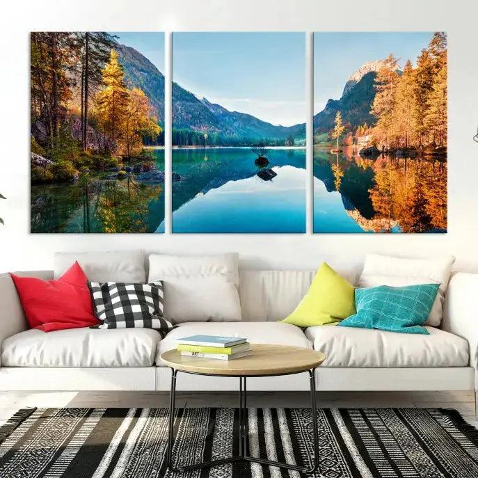 Fantastic Hintersee Lake Autumn Panorama Wall Art Canvas Print