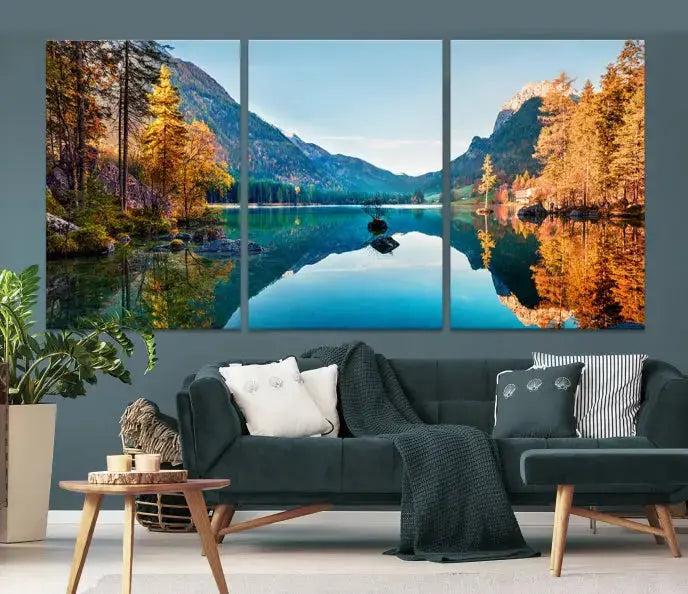 Fantastic Hintersee Lake Autumn Panorama Wall Art Canvas Print