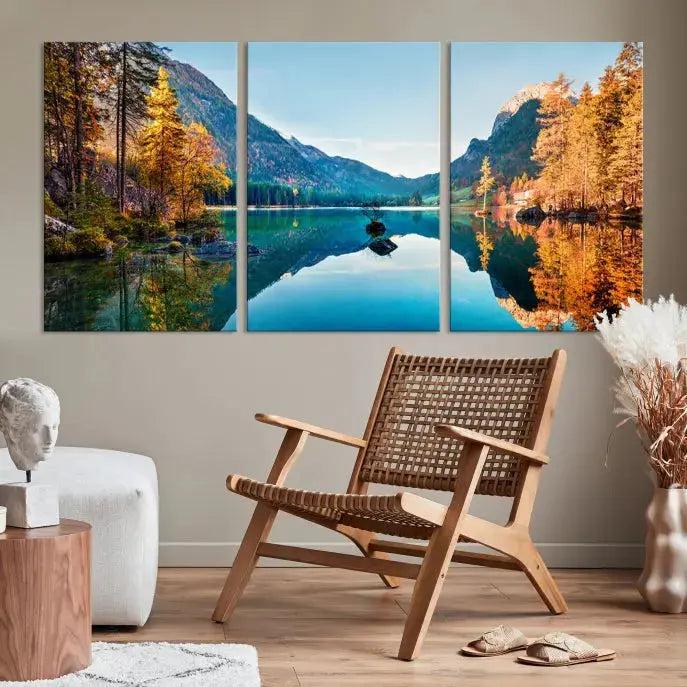 Fantastic Hintersee Lake Autumn Panorama Wall Art Canvas Print