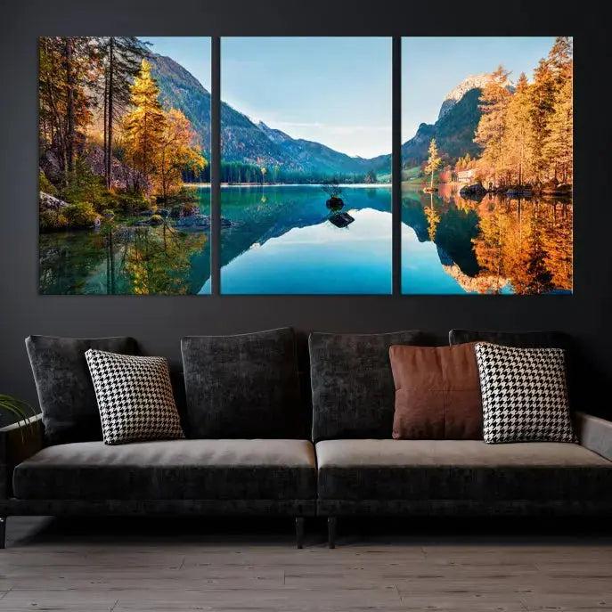 Fantastic Hintersee Lake Autumn Panorama Wall Art Canvas Print