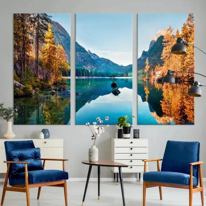 Fantastic Hintersee Lake Autumn Panorama Wall Art Canvas Print