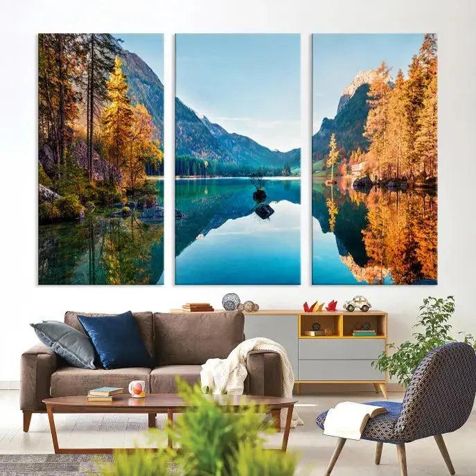 Fantastic Hintersee Lake Autumn Panorama Wall Art Canvas Print