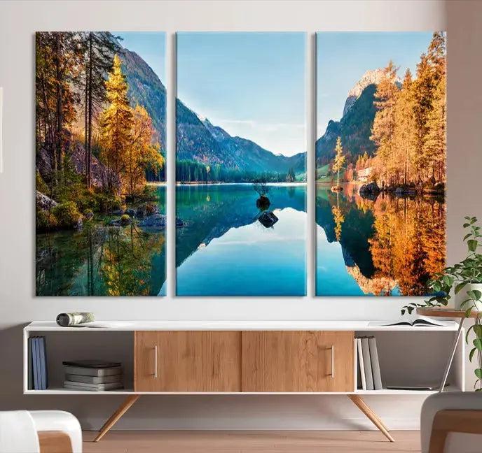 Fantastic Hintersee Lake Autumn Panorama Wall Art Canvas Print