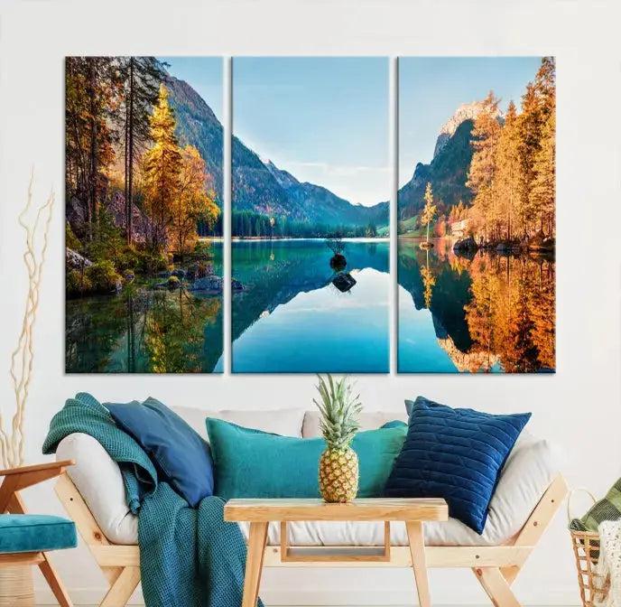 Fantastic Hintersee Lake Autumn Panorama Wall Art Canvas Print