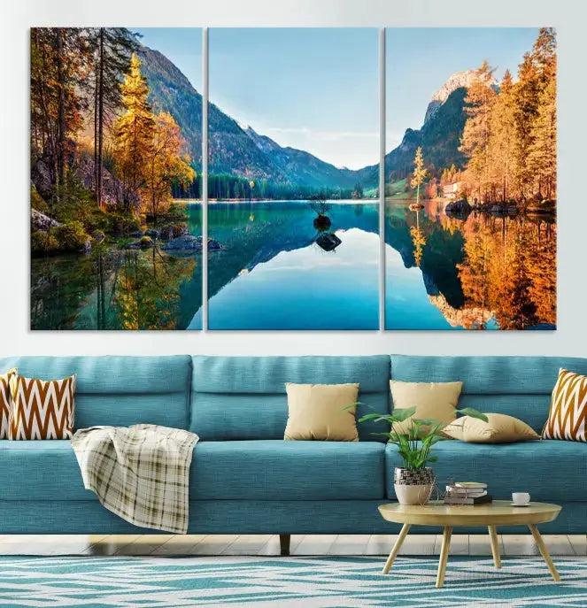 Fantastic Hintersee Lake Autumn Panorama Wall Art Canvas Print