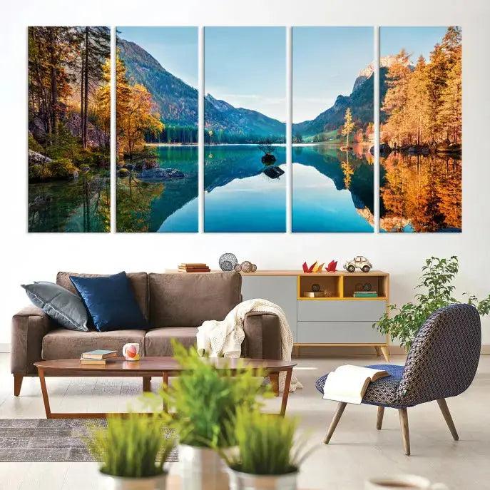 Fantastic Hintersee Lake Autumn Panorama Wall Art Canvas Print