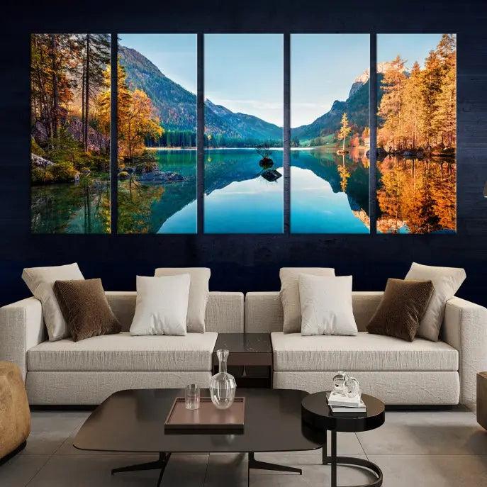 Fantastic Hintersee Lake Autumn Panorama Wall Art Canvas Print