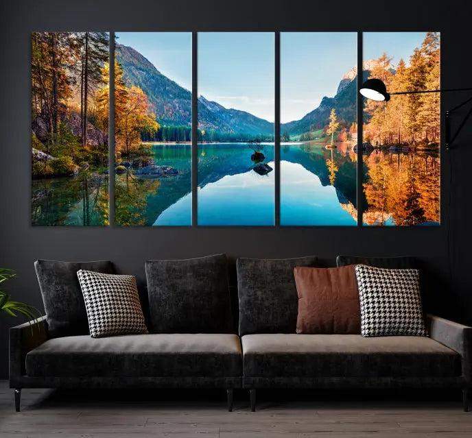 Fantastic Hintersee Lake Autumn Panorama Wall Art Canvas Print